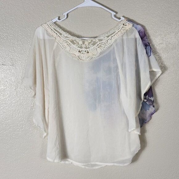 Mudd Boho Blouse Y2K Size M Sheer Floral - Picture 5 of 10